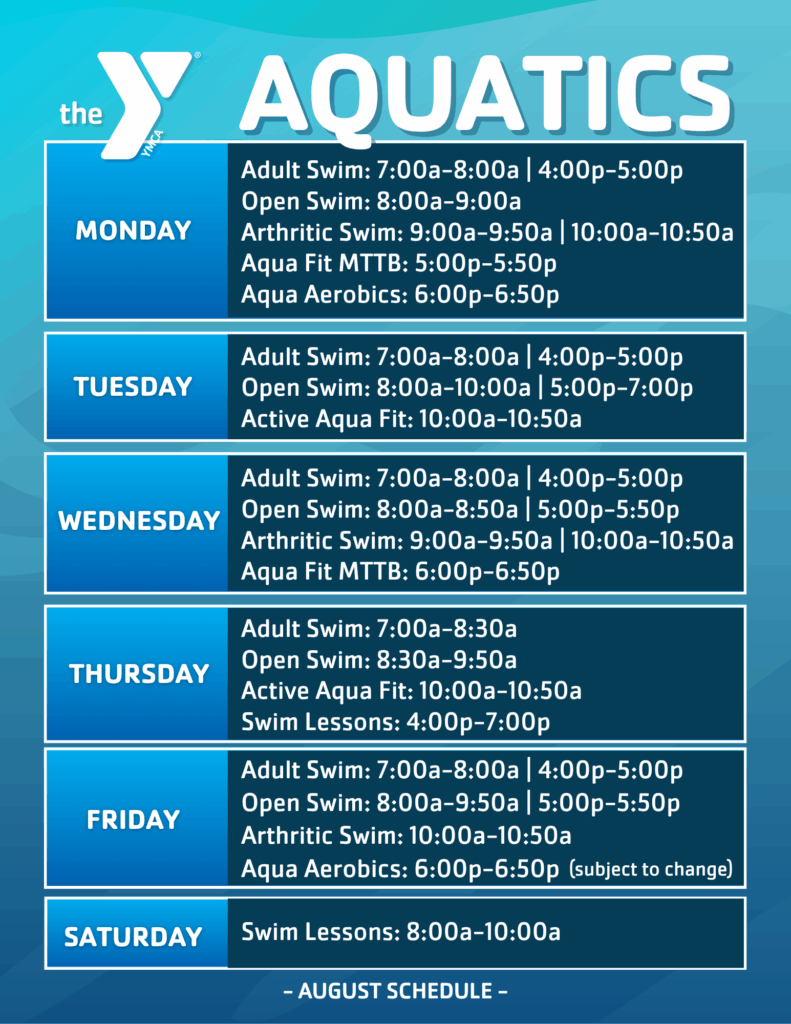 AUGUST POOL SCHEDULE