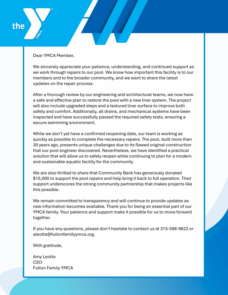 POOL LETTER TO MEMBERS